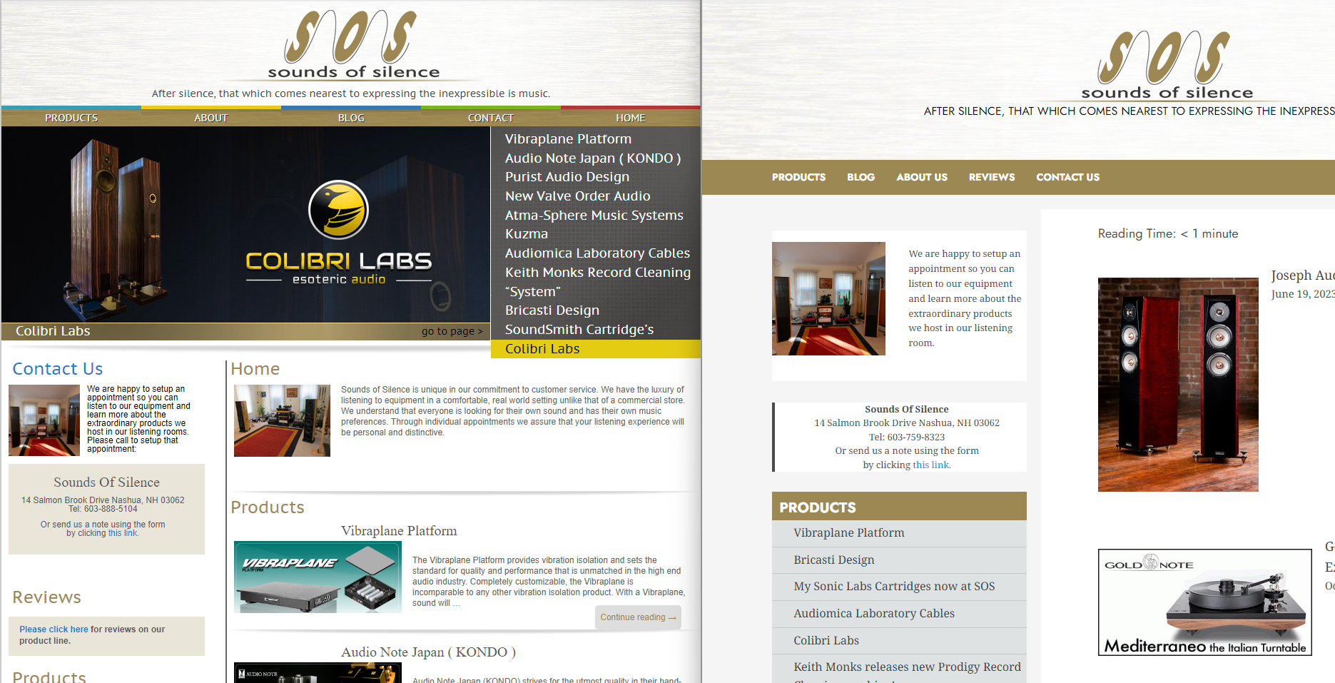 I was asked to help redesign the Sounds of Silence website
<br/>
<br/>
The redesign involved finding a new theme on WordPress, and integrating some custom CSS and JavaScript to get a clean look
<br/>
<br/>
I was also tasked with helping update several blog posts that were using a much older version of WordPress, making sure every post had a thumbnail.